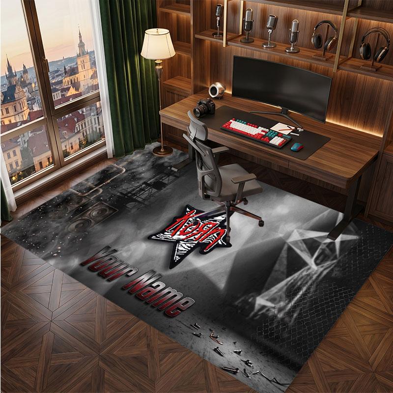 Korn Personalized Crystal Velvet Carpet, Customized Name Text Soft Anti‑Slip Rug for Living Room Bedroom