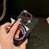 For iPhone 16 Pro Max Luxury Glitter Holder Stand Plating Frame Phone Case For iPhone 11 12 13 14 15 16 Plus Flash Diamond Cover