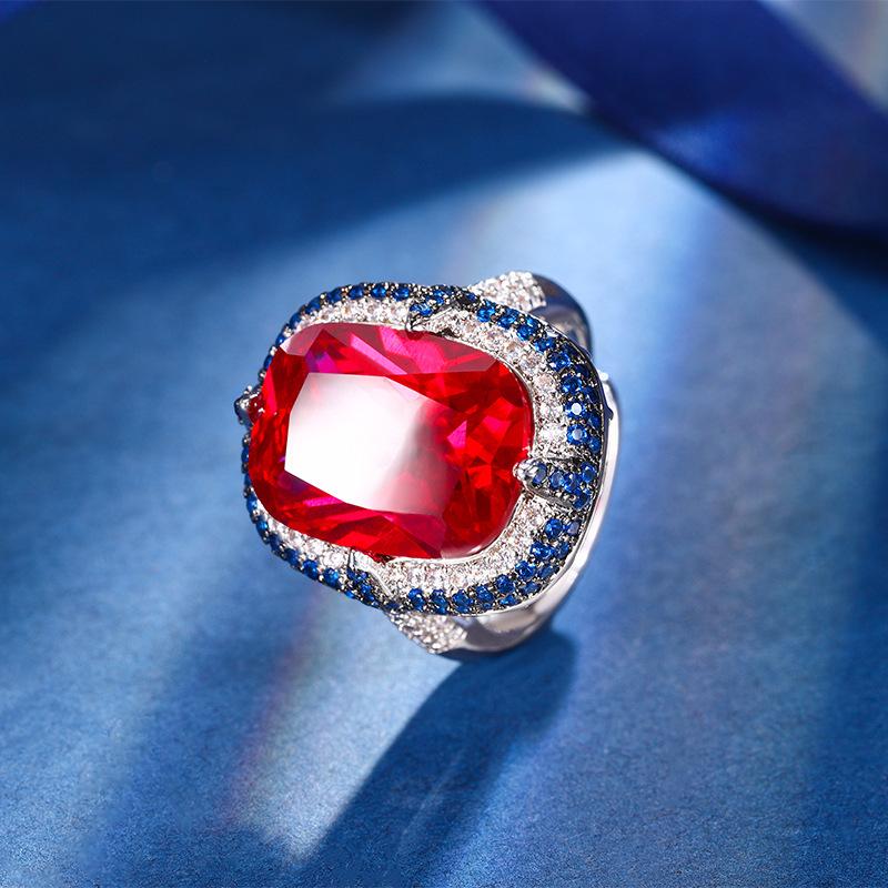 Schmuck Wind Simulation Roter Korund Farbwechsel Retro Inlay Set Hauptstein 12 * 16-8 * 10