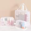 New Large Capacity Mesh Makeup Bag Handheld Transparent Cosmetic Bag Waterproof Zipper Storage Pouch Travel