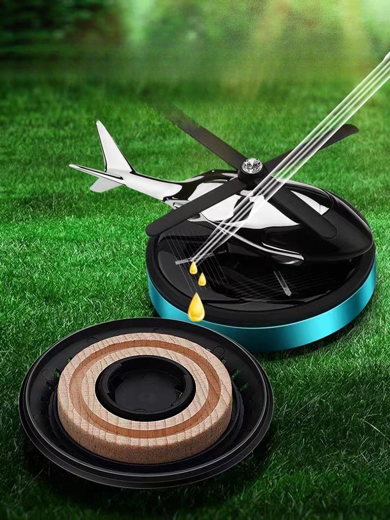 Solar Powered Rotating Helicopter Car Mounted Ornament Aromatherapy