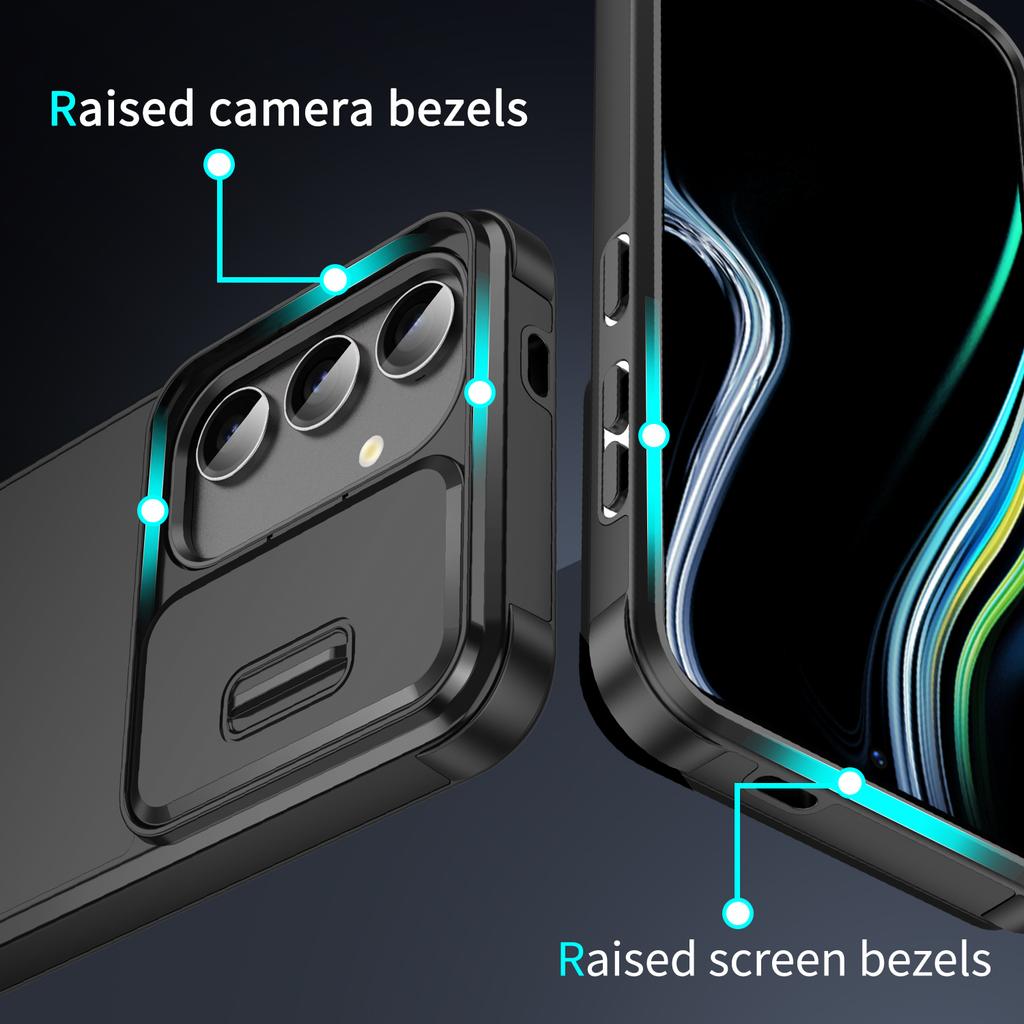 For Samsung Galaxy S24+ Case PC+TPU Anti- Fingerprint Phone Cover with Slide Lens Window
