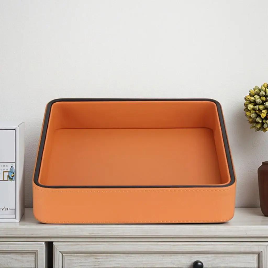 

PU Leather Storage Box Living Room Decoration Home Entrance Jewelry Organizer Box Desktop Cosmetic Miscellaneous Tray Home Decor