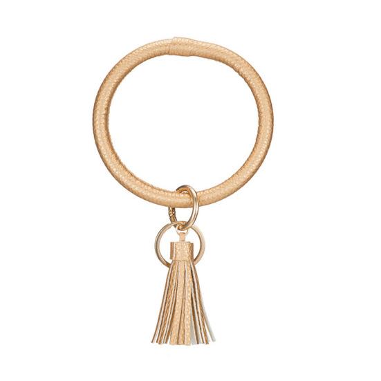 

Женский леопардовый однотонный браслет с кисточками, брелок для ключей, держатель для ключей