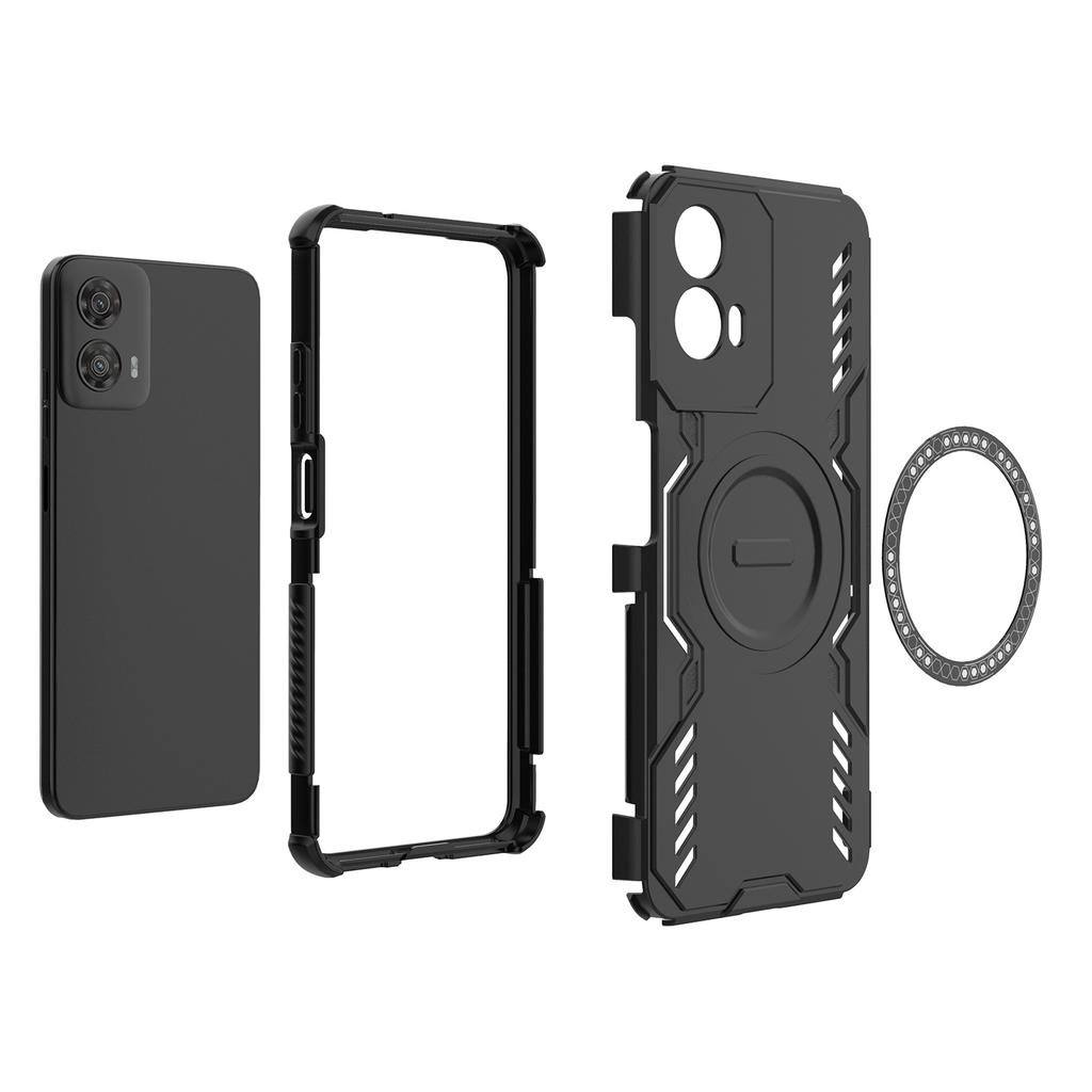 For Motorola Moto G34 5G Magnetic Case Butterfly Armor Hollow Heat Dissipation PC+TPU Phone Cover
