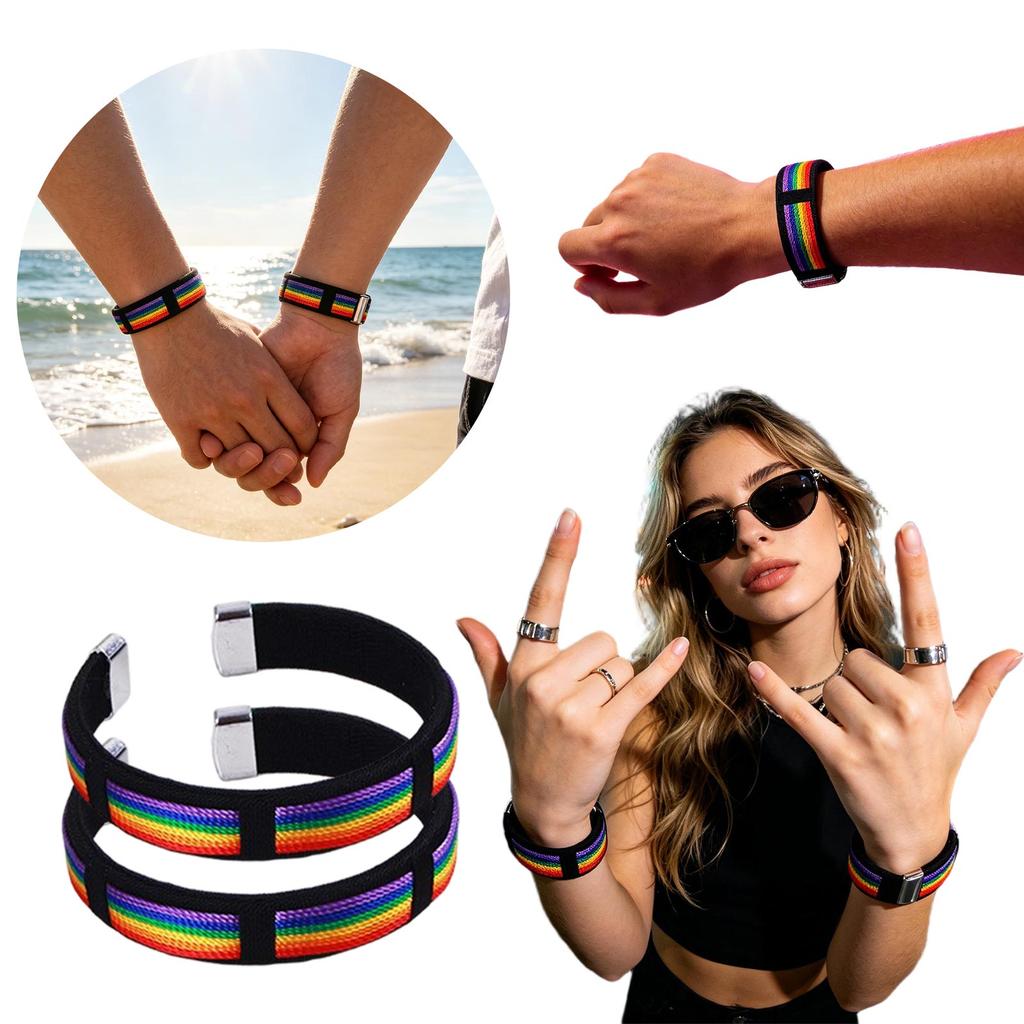 2pcs Adjustable Open Cuff Bracelets Unisex Fabric Band Metal Tips Durable Lightweight Wristbands for Everyday Wear