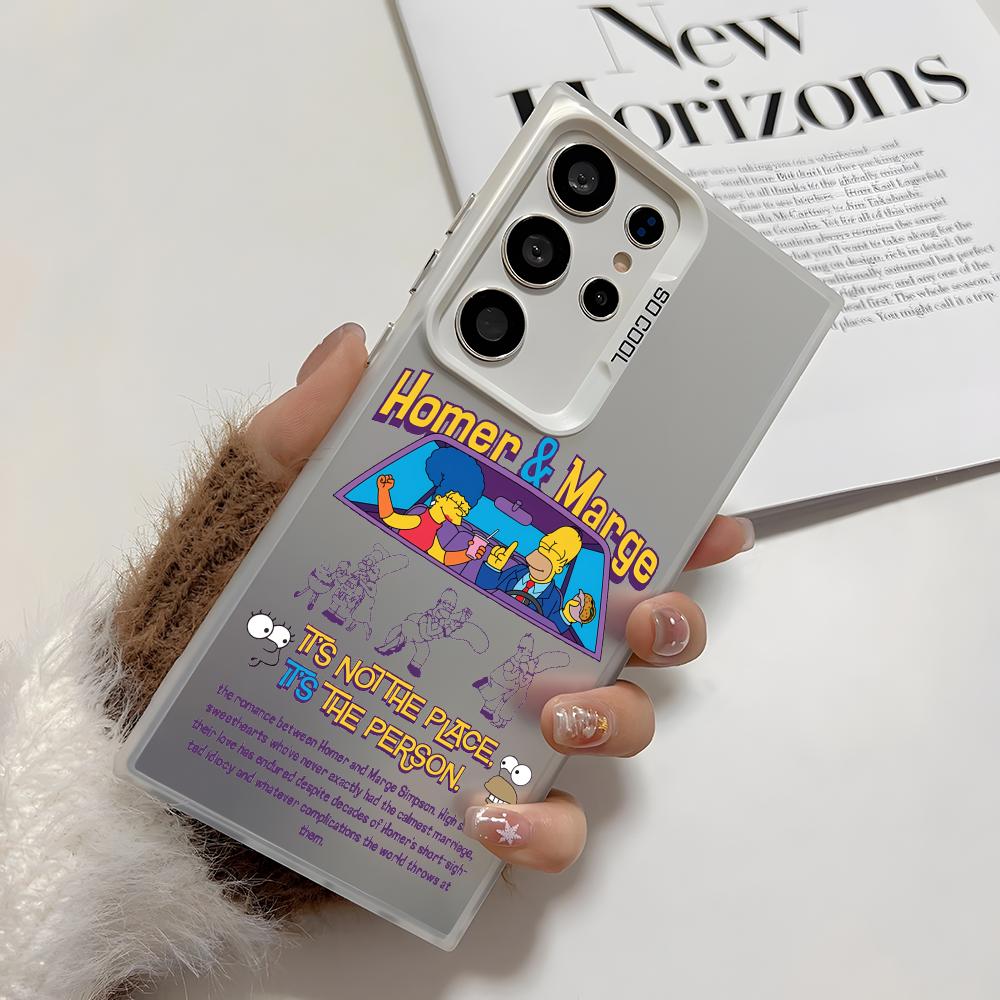 Funny Cartoon S-SimpsonS Phone Case For Samsung Galaxy S25 Edge S24 S23 S22 S21 S20 Ultra Funda Silicone Silver Cover