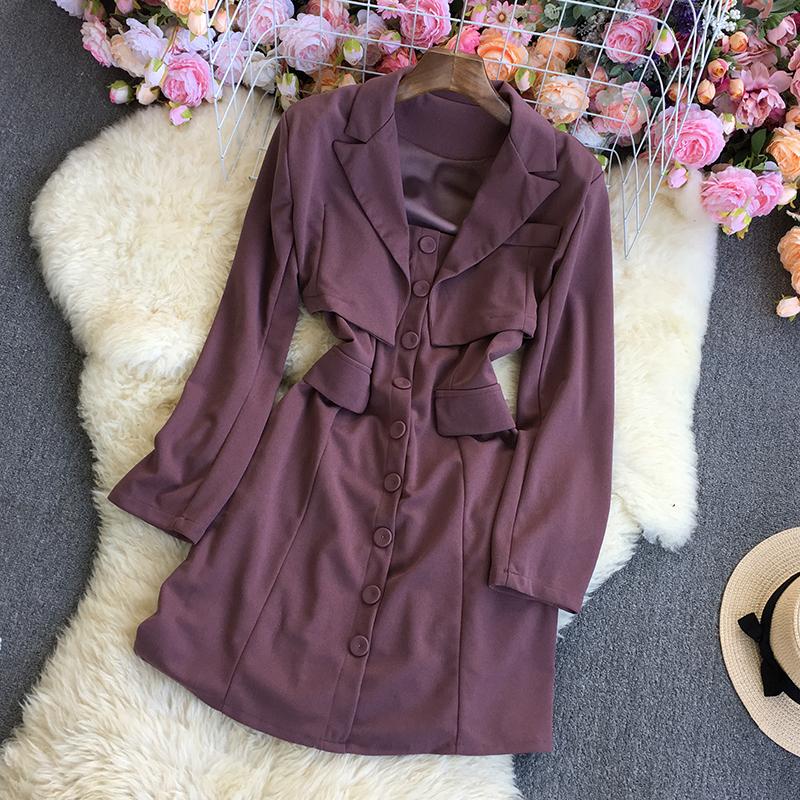 

RUGOD весенне-осенний повседневный модный костюм, модный короткий пиджак в западном стиле, женское тонкое платье на бретельках