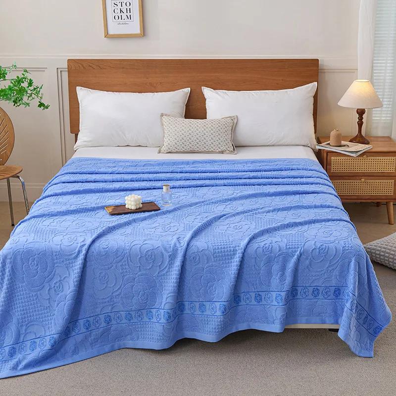 

Новое хлопковое классическое полотенце-одеяло винтажное лоскутное одеяло из полотенец чистый хлопок для взрослых летнее одеяло для кондиционера 150x200cm 1pcs темно-синий