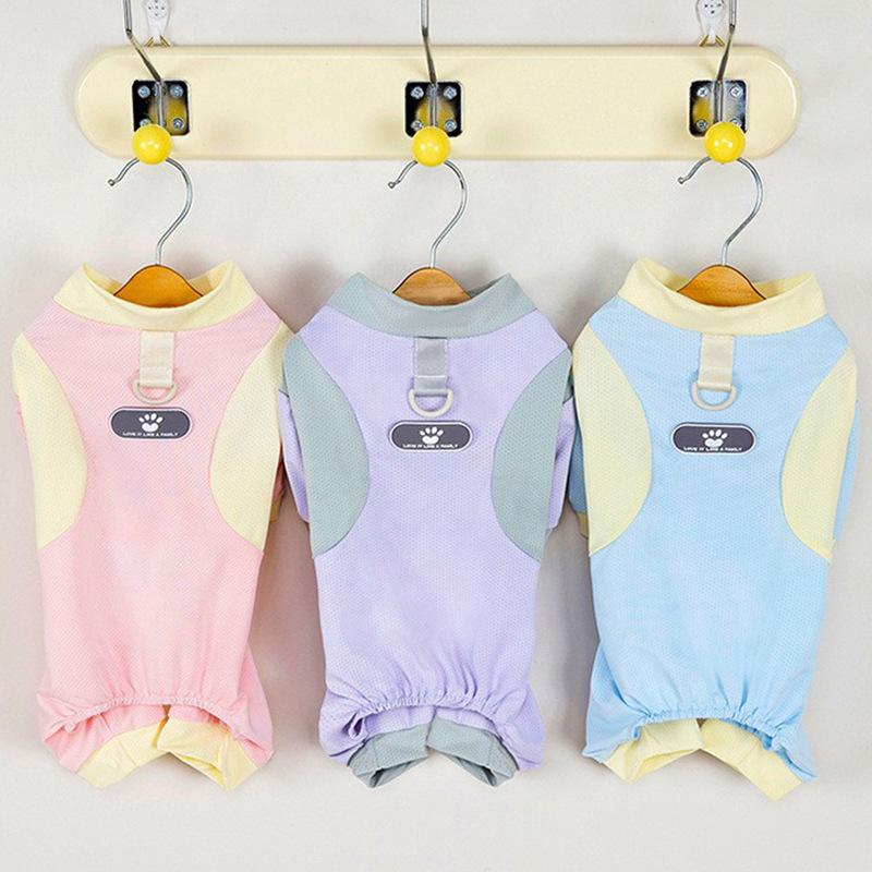 Summer dog breathable thin small dog skin label ice silk mesh four feet cool clothes teddy bear pet clothes