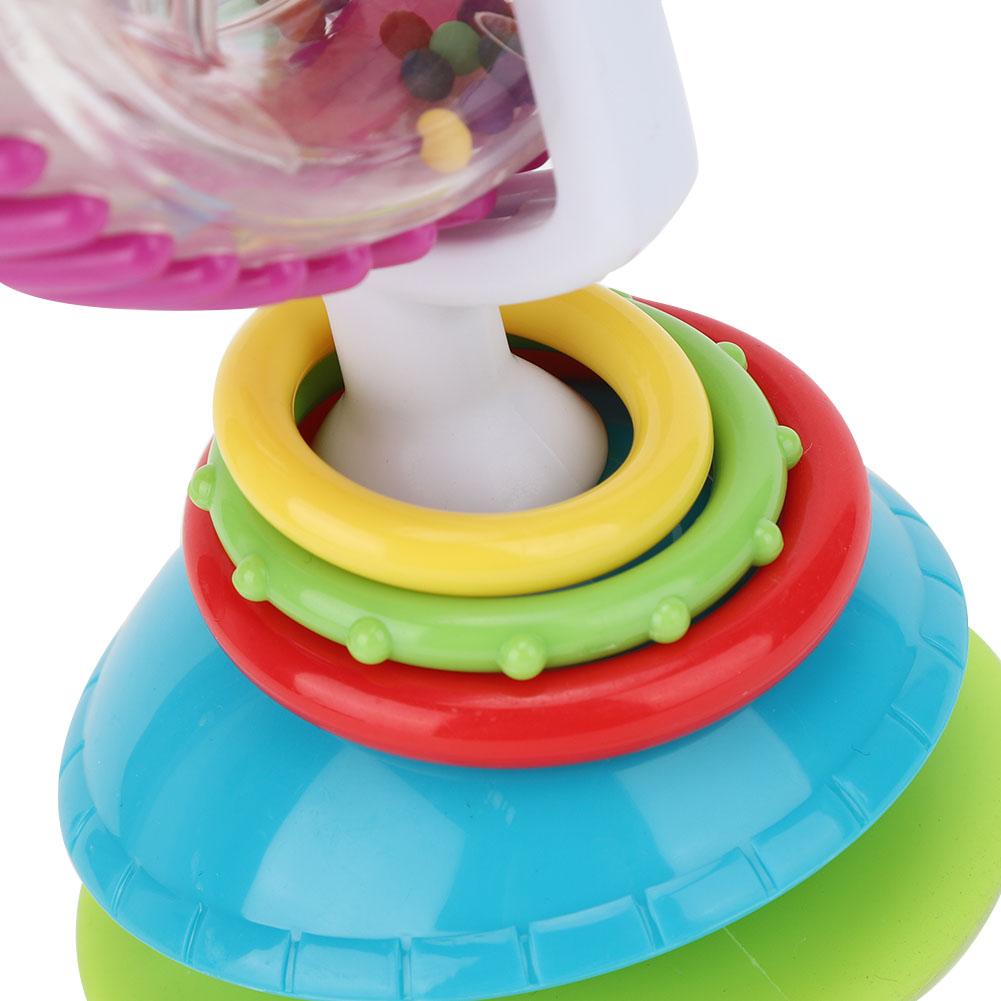 Handheld Colorful Baby Rattle Rotating Baby Chair Stroller Toy with Sunction Cup