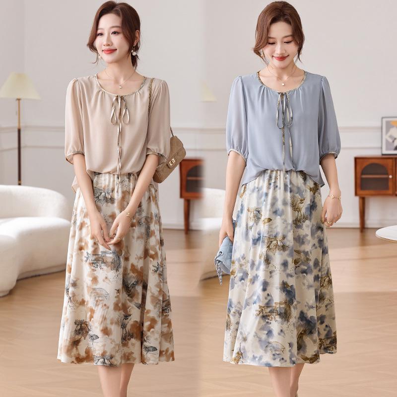 Elegant Floral Chiffon Dress - Summer 2026 Collection for Middle-Aged & Elderly Women