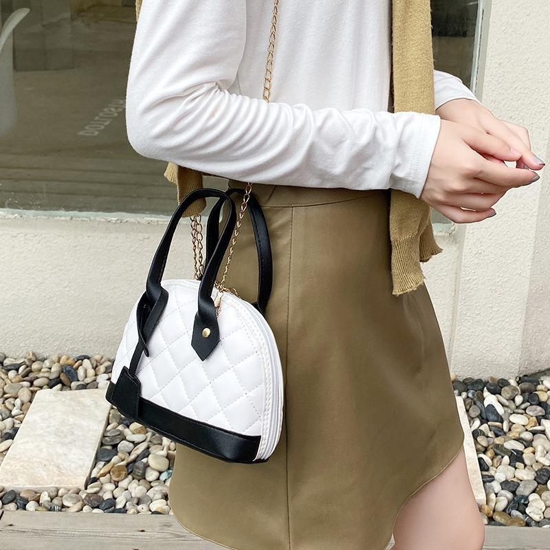 Chain Simple Small Bag Autumn and Winter New Fashion Diamond Shell Bag Contrasting Color Women's Handbag Shoulder Bag