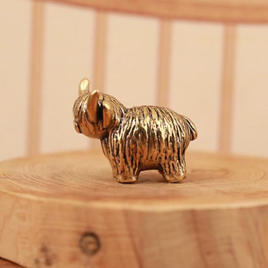 Mini Kupfer Hochlandrind Figur Miniatur Messing Hochlandrind Kleine Rinder Skulpturen für Zuhause Büro Bücherregal Mikro Landschafts Zubehör