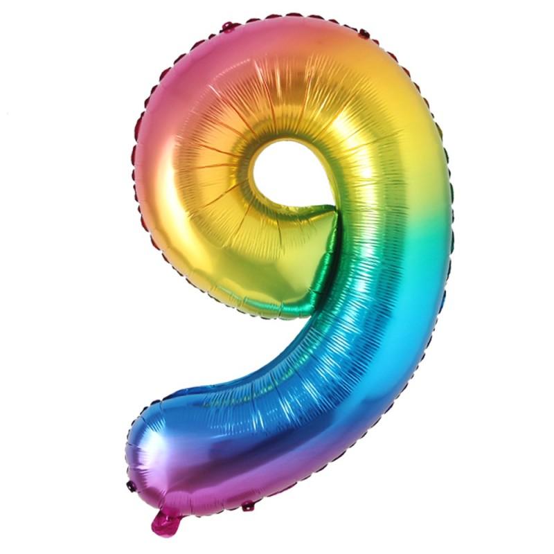 40inch Big Rainbow Foil Birthday Balloon Helium Number Balloons Happy Birthday Party Decorations