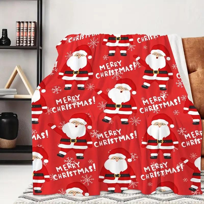 Santa Claus Blanket Christmas Theme Throw Blanket for Girls Boys Gift Super Soft Cozy Flannel Fuzzy Blanket for Couch Sofa Bed