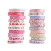 20 Stück Rosa Herz & Blumenmuster 8mm Dekoratives Klebeband Spitze Floral Geschenkaufkleber zur Dekoration A6076