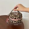 Cute Leopard Print Mini Makeup Bag, Portable Travel Case with Handle, Daily & Party Use. No Hanging Accessories