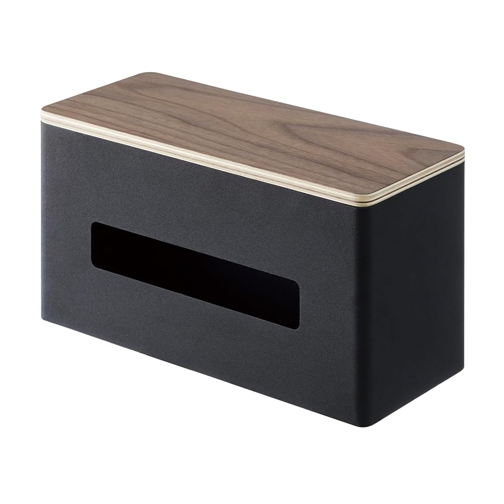 Yamazaki Industries Double-Sided Tissue Case, Brown, Approx. W26 x D11 x H14cm, RIN Paper Towel