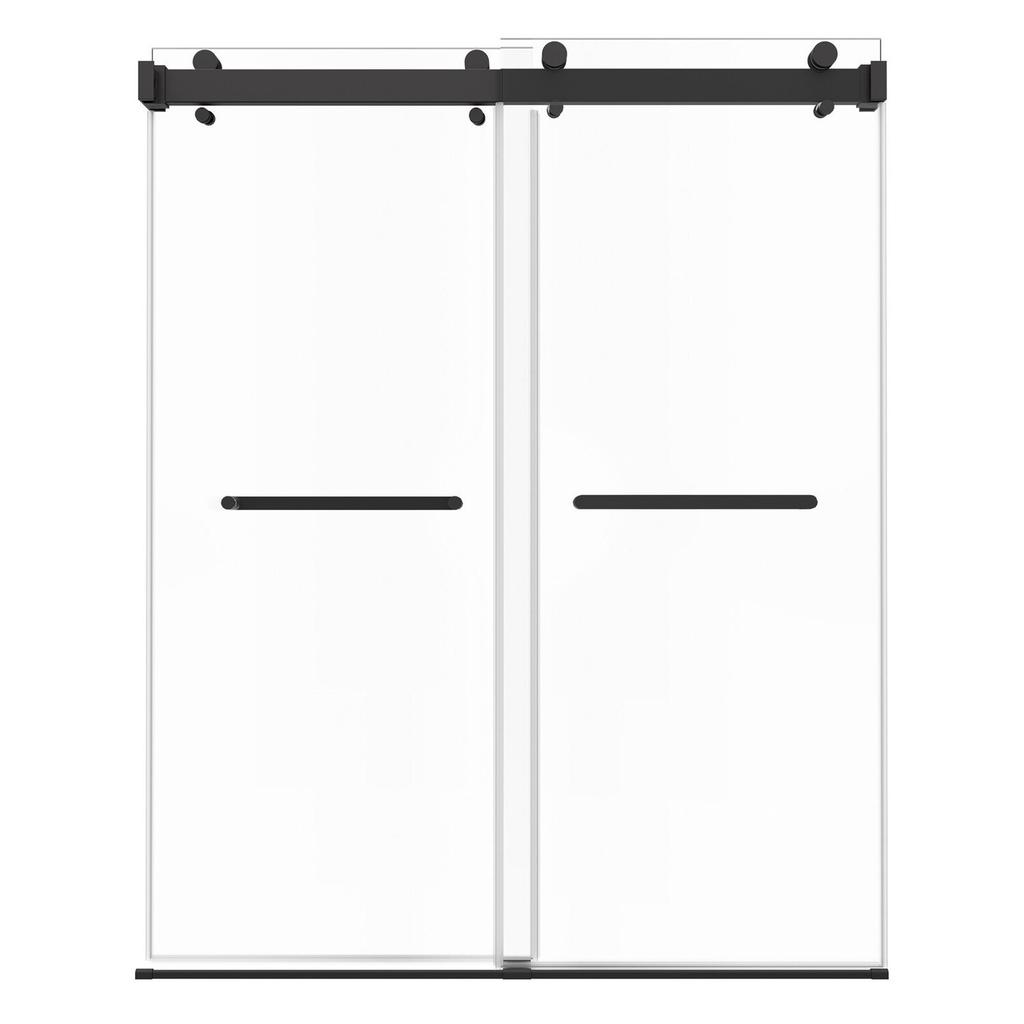 Frameless Shower Door, 1219 mm W x 1930mm H, Shower Sliding Glass Door with 10 mm Thick Clear Tempered Glass, Noiseless Shatterproof Nano Coating,