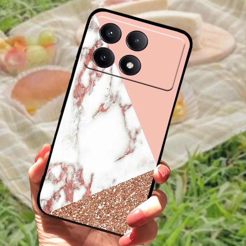 Pro Xiaomi Poco X6 Kryt Poco X 6 X6 Pro 5G Silikonový Měkký Mramorový Černý Nárazník Funda Coque pro Xiaomi Poco X6 Pro Ochranný