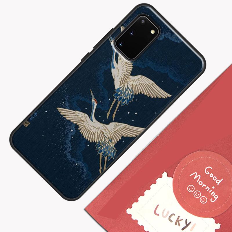 Japanese Cranes Art Phone Case For Samsung Galaxy S24 S26 Ultra S20 S21 S22 S23 S25 Plus S10 S25 FE Cover Shell
