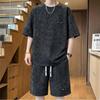 Plus Size 4XL-10XL Summer Casual Set 2 Piece Man Short Sleeve T-shirts Oversize Shorts Sets