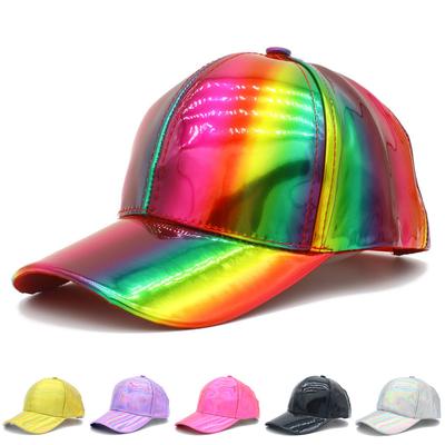 Șapcă de baseball colorată din piele lăcuită cu cozoroc curbat, pălărie lucioasă hip hop de stradă, șapcă trendy de brand de nișă pentru performanță