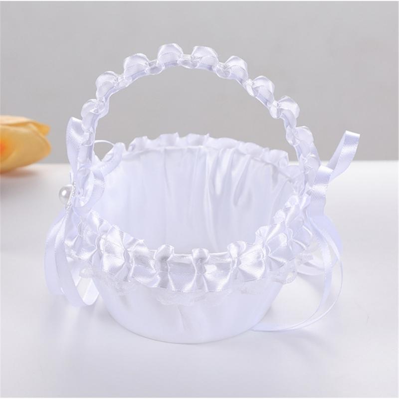Fabric Wedding Flower Basket European Styles Petal Scattering Basket with Comfortable Grip For Flower Girls Formal Event