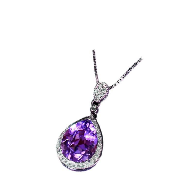 Colier cu pandantiv din cristal violet placat cu argint 2024 - Design simplu și versatil