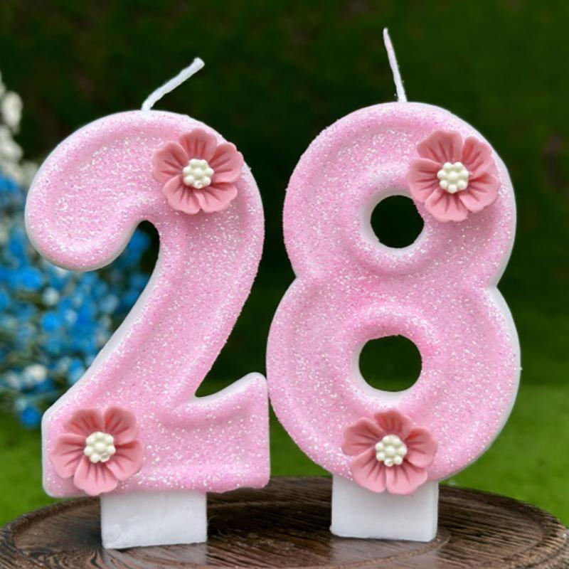 Pink Birthday Candles Flower Birthday Candle 1 Years Baby Girl Cake Topper Decoration Flower Honey Bee Candles