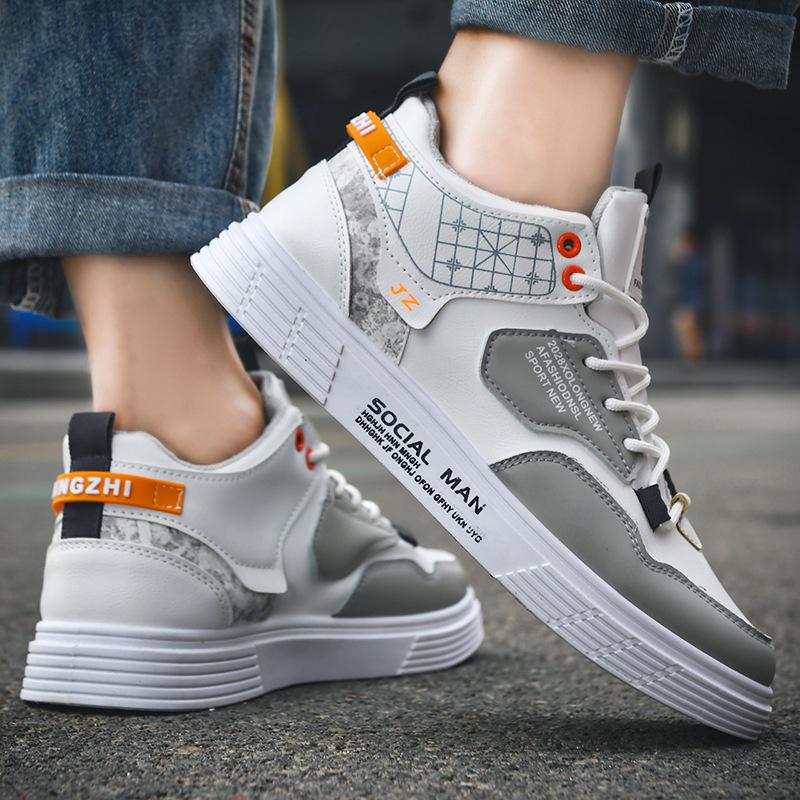 High-Top Canvas Shoes Men's Shoes Autumn New Breathable White Shoes Men's Fashionable Fashionable Sports Board Shoes Fashionable Shoes