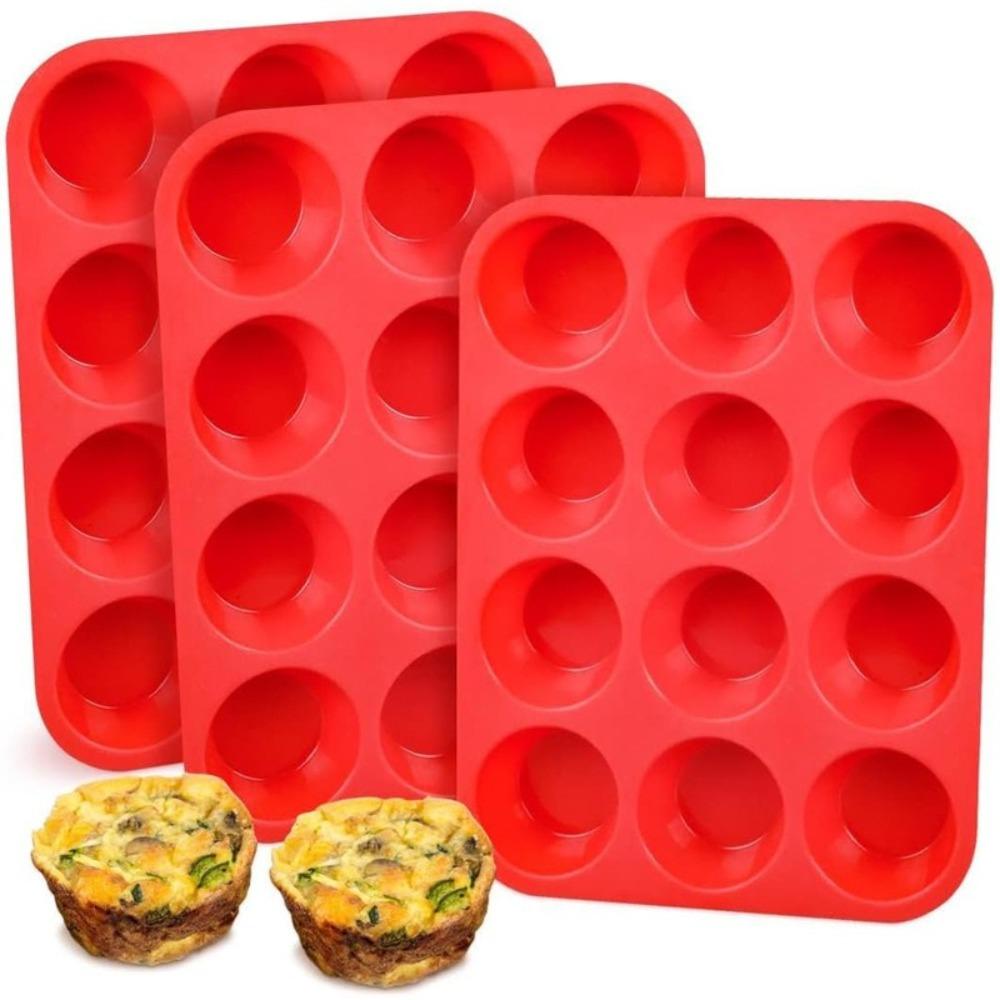 12 Holes Cupcakes Mold Silicone Soap Chocolate Muffin Baking Pan Round Baking Mold  Kitchen Tools