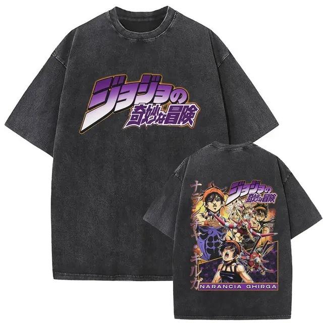 Men'S And Women'S Bizarre Adventure Graphic T-Shirt Cotton Street Wash Clothing Casual Vintage T-Shirt Anime Gu