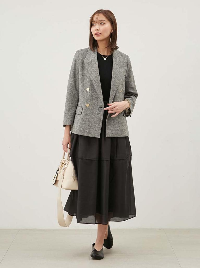 Elastic waist PK design flared skirt 09WFS251143BLK0