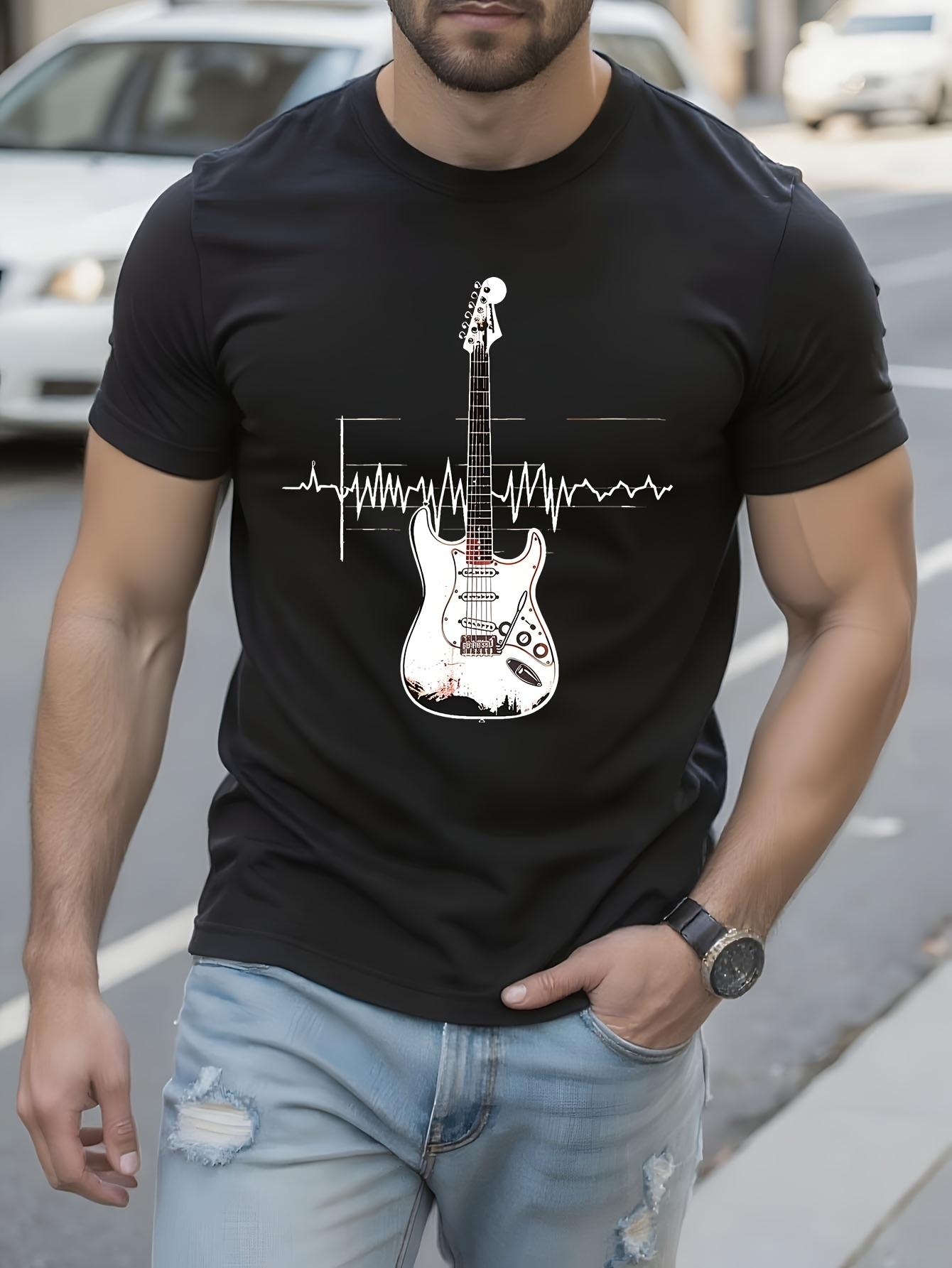 Guitar Heartbeat Graphic Tshirt Graphic Tshirt - Black Mu... S