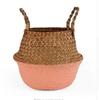 Foldable Rattan Grass Handmade Bamboo Storage Basket Laundry Grass Patchwork Wicker Rattan Seagrass Belly Garden Flower Pot