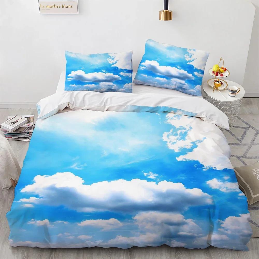 Comforter Cloud Sky Queen Size Set Blue Skyswhite Cloudsrainbow Bedding Soft Microfiber Comforter Bedding Sets