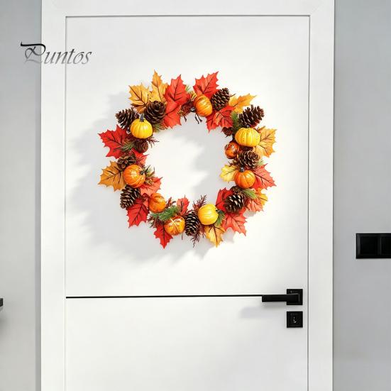 Autumn Theme Party Supplies Thanksgiving Day Wall Sticker, Pumpkin/Pinecone/Leaf Print Garland Shape Waterproof PVC Fall Window Clings Decal,
