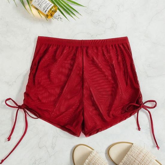 Yousheng Costume da bagno con coulisse laterale, vita alta, elastico in vita, da donna, pantaloncini bikini trasparenti, abbigliamento da spiaggia