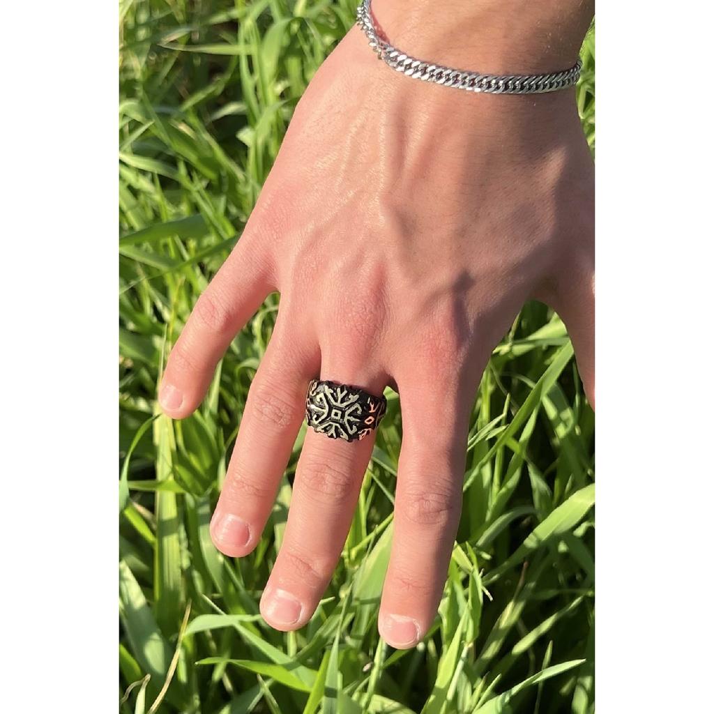 Men's Silver Plated Labyrinth Model Adjustable Ring