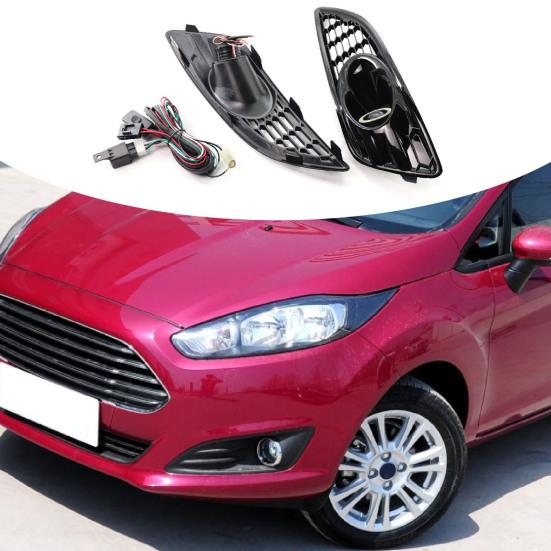 2Pcs LED Fog Light Long-lasting High Brightness White Lens Black Front Fog Lamp D2BZ15266CB for FORD FIESTA JA8 2013.01-2017.12