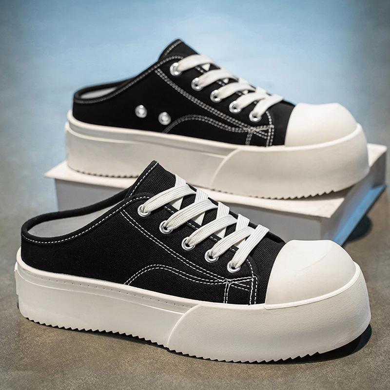 Men's shoes new 2025 summer breathable trend versatile soft sole lightweight low-top men's casual bag head canvas half drag