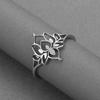 Exquisite Art Line Filigran Lotusblumen-Partnerringe Buddha Lotus Ringe für Damen Edelstahl Vintage Hohlblumen Schmuck
