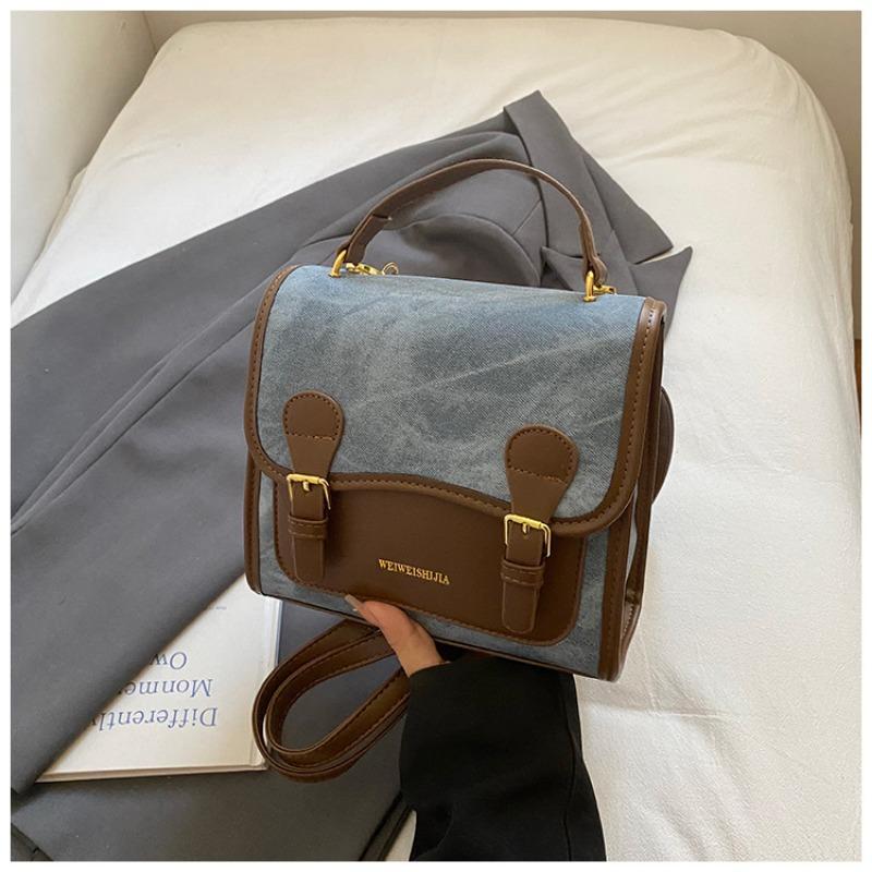 

Колор-блокинг и Стильный женский рюкзак Модный и Ретро Рюкзак высокого уровня внешнего вида Путешествия Маленький школьный рюкзак синий