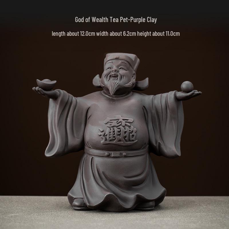 

Фигурка чайного питомца Цзыша Бог Богатства - Привлекает Богатство и Сокровища, Украшает Чайный Столик и Растет с Чаем; Включает держатель для крышки