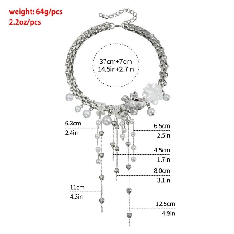 Pearls Accented Flowing Fringe Necklace Layering Chain Design Everyday Elegances Jewelry For Modern Women