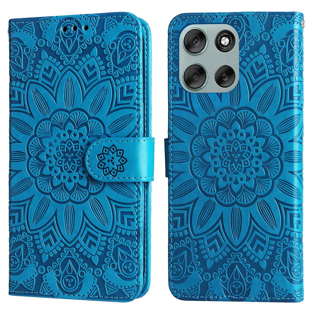 For Motorola Moto G56 5G Etui Solsikkeavtrykk Lær Lommebok Telefondeksel