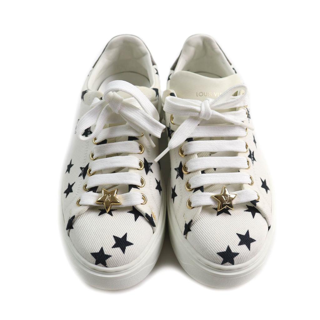 Great LOUIS VUITTON Sneakers timeout line Monogram star Leather White Canvas Used