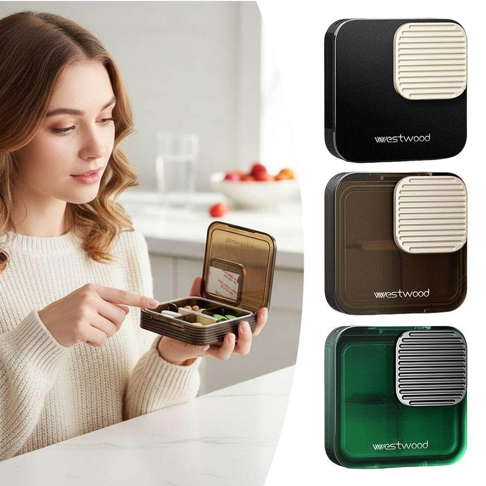 4 Fächer Medizinaufbewahrungsbox Feuchtigkeitsgeschützt Große Kapazität Pillenorganizer Versiegelt mit Deckel Tablettenbehälter für Zuhause & Reisen